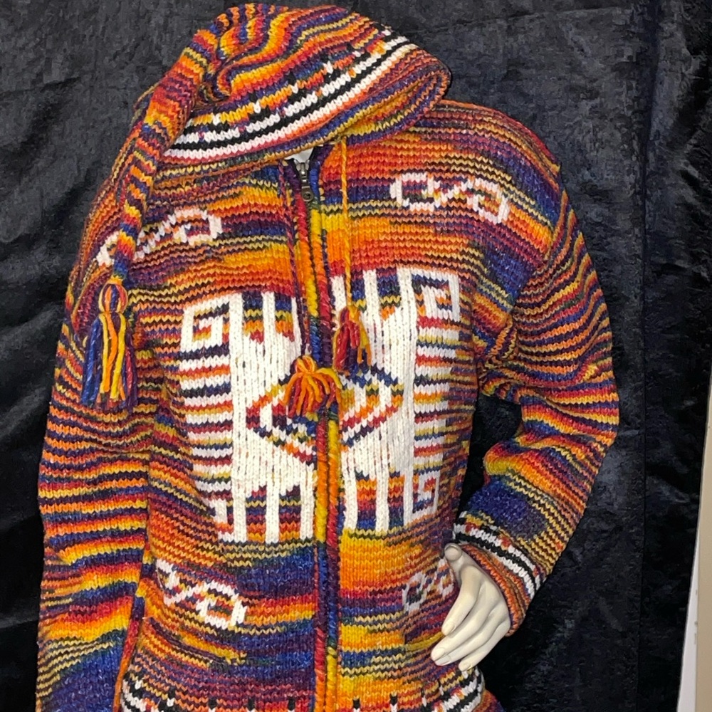 Knitted wool zip up hoodie